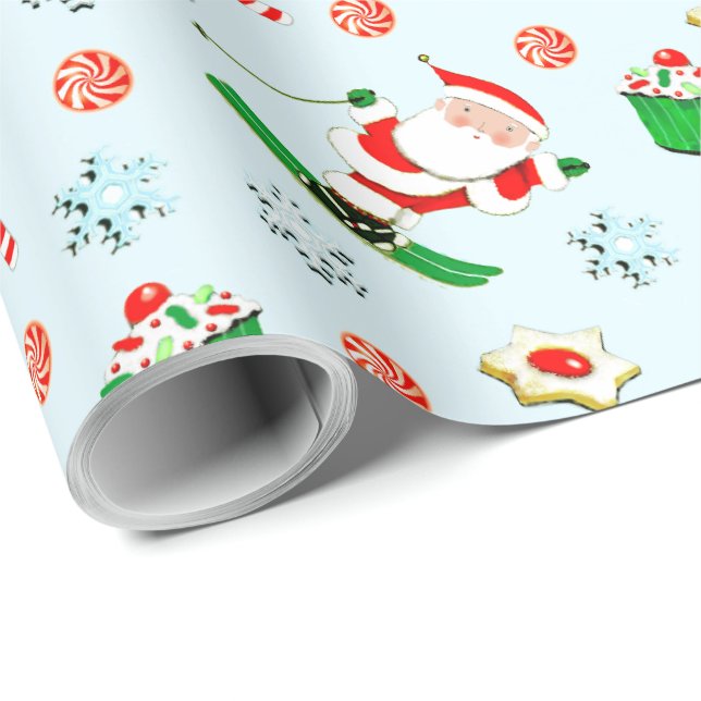 Snow Skiing Holiday Gift Wrapping Paper (Roll Corner)