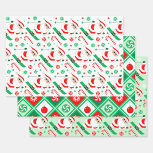 Snow Skiing Ski Holiday Gift Wrapping Paper