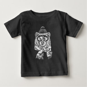 Snow Skiing Ski Trip Funny Ski Bear Winter Baby T-Shirt