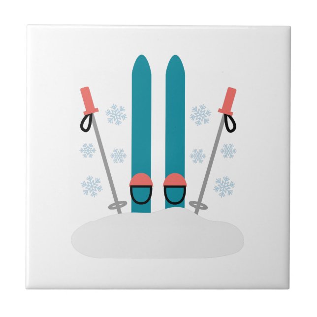 Snow Skis Ceramic Tile (Front)