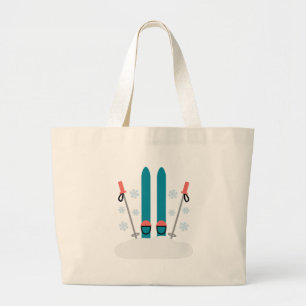 Snow Skis Large Tote Bag