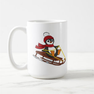 Snow Sledding Penguin Cute Animals Winter Coffee Mug