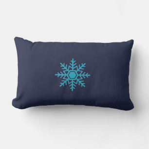 Snow Snowflake Blue Motif Winter Lumbar Cushion