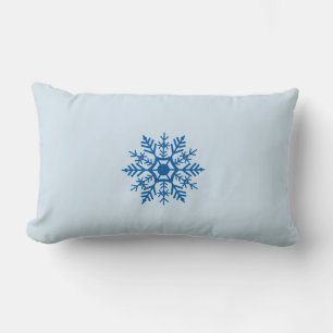 Snow Snowflake Blue Motif Winter Lumbar Cushion