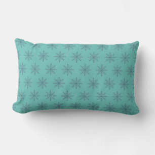 Snow Snowflake Blue Motif Winter Pattern Lumbar Cushion