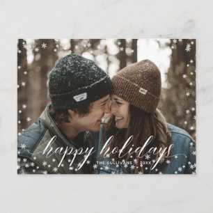 Snow Snowflakes Christmas Calligraphy Script Postcard