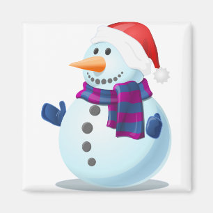 Snow Snowman Cold Winter Frozen Gloves Scarf Magnet