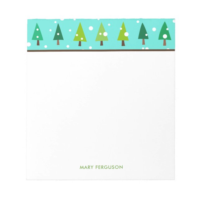 Snow Sprinkles on Pine Trees Holiday Notepad (Front)