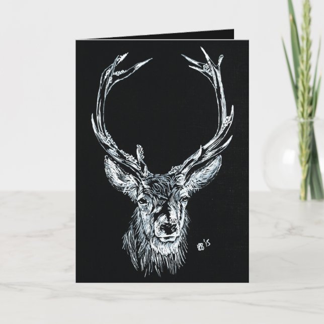 Snow Stag Holiday Card (Front)
