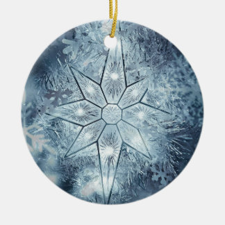 Snow star ceramic ornament