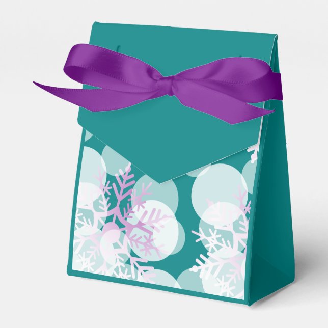 Snow Stars - White, Purple, Teal - Favour Bag Favour Box (Front Side)