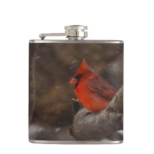 Snow Storm Cardinal Hip Flask