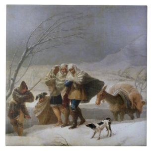 Snow Storm in Winter (by Francisco Goya) Ceramic Tile