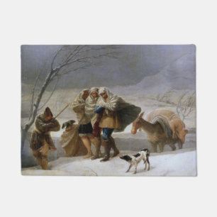 Snow Storm in Winter (by Francisco Goya) Doormat