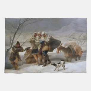Snow Storm in Winter (by Francisco Goya) Tea Towel