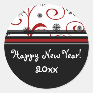 Snow & Swirls Happy New Year Stickers