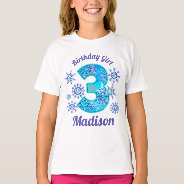 Snow Third Birthday frozen  Shirt (Front)