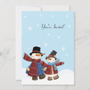 SNOW TIME SNOWMAN Winter Party Invitation