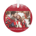 Snow Top Our First Christmas Engaged Photo Red