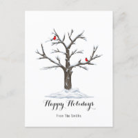 Snow Tree And Red Birds Christmas Happy