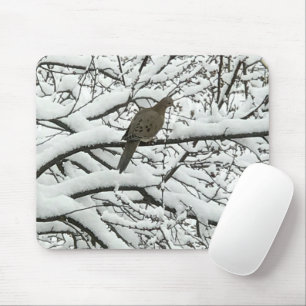 Snow Tree Branches Bird (photography by me) Mouse Pad