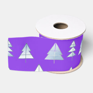 Snow Trees Elegant Winter Grosgrain Ribbon