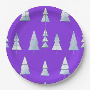 Snow Trees Elegant Winter Paper Plate