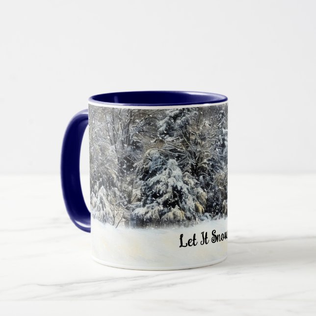 Snow Trees Let it Snow Winter Art Mug Cup (Front Left)