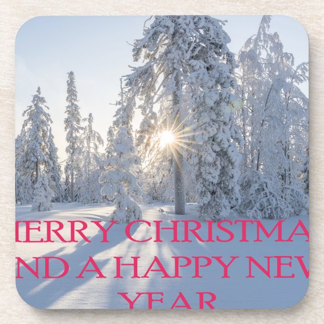SNOW,TREES,THE SUN, READY FOR CHRISTMAS COASTER (Front)