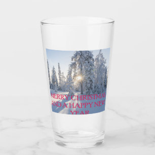 SNOW,TREES,THE SUN, READY FOR CHRISTMAS GLASS