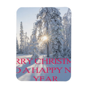 SNOW,TREES,THE SUN, READY FOR CHRISTMAS MAGNET