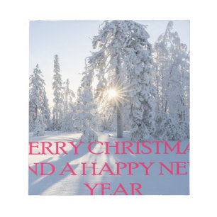 SNOW,TREES,THE SUN, READY FOR CHRISTMAS NOTEPAD