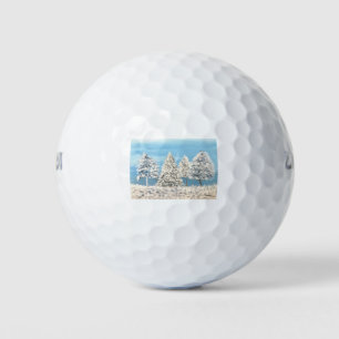 Snow trees Winter wonderland Christmas festive Golf Balls