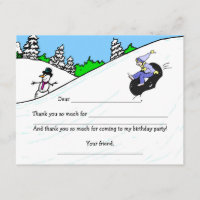 Snow Tubing Girl Birthday Party thank you note