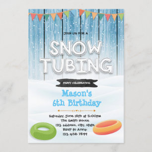 Snow tubing party birthday invitation