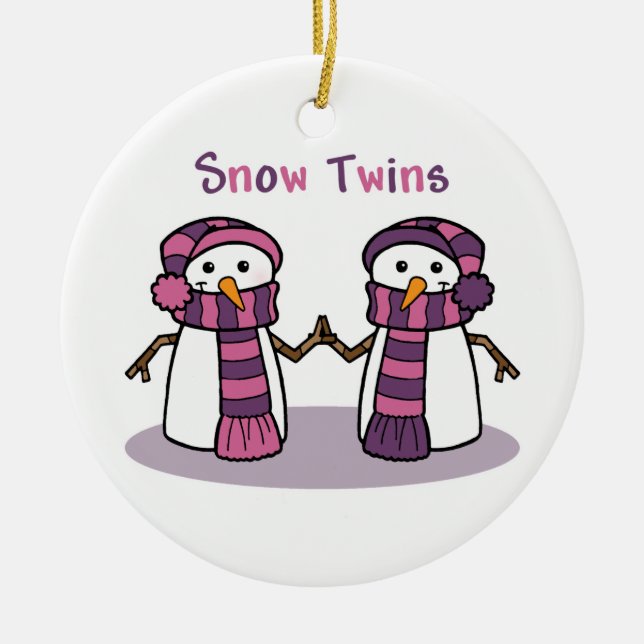 Snow Twins Girls Ceramic Tree Decoration (Front)