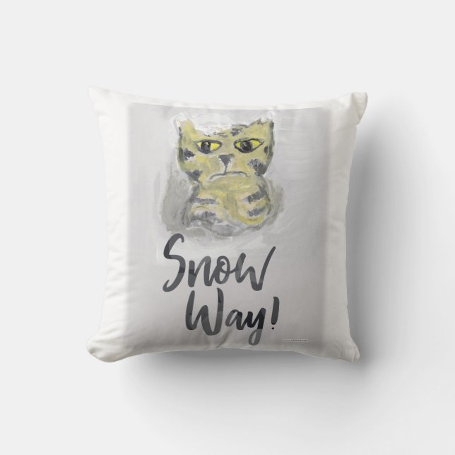 Snow Way Cat Folk Art Painting Humour Winter Icon Cushion (Front)