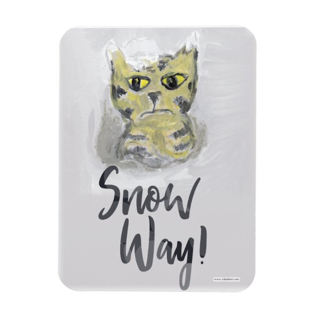 Snow Way Painted Cat Folk Art Fun Cute Slogan Magnet (Vertical)