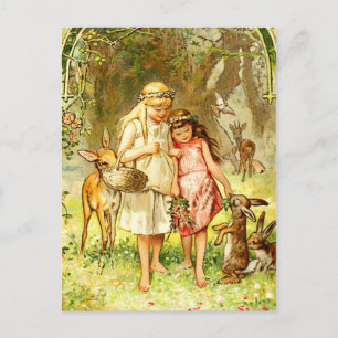 Snow-White and Rose-Red Postcard