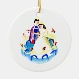 Snow White and the Seven Dwarfs Vintage WPA Print Ceramic Tree Decoration