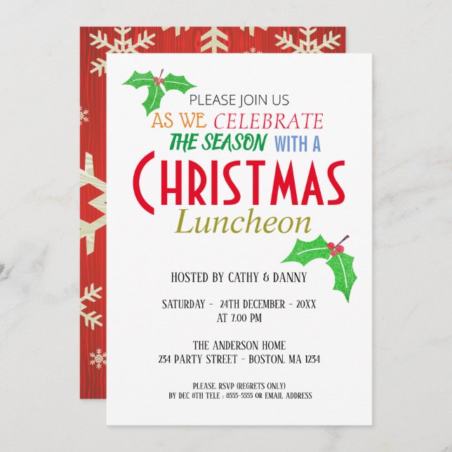 Snow White Crystal Christmas Luncheon Invitation (Front/Back)