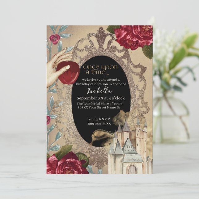 Snow White Magic Mirror Fairy Tale Invitation (Standing Front)