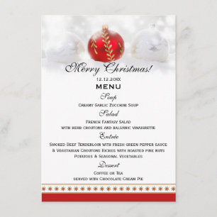 Snow White Red Christmas Dinner Menu Template Card