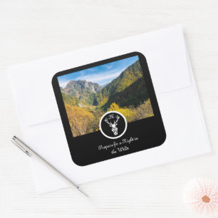 Snow White Stag Silhouette Monogram Photo Square Sticker