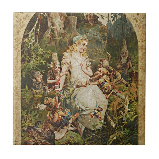 Snow White Vintage German Fairy Tale Romance Art Ceramic Tile (Front)