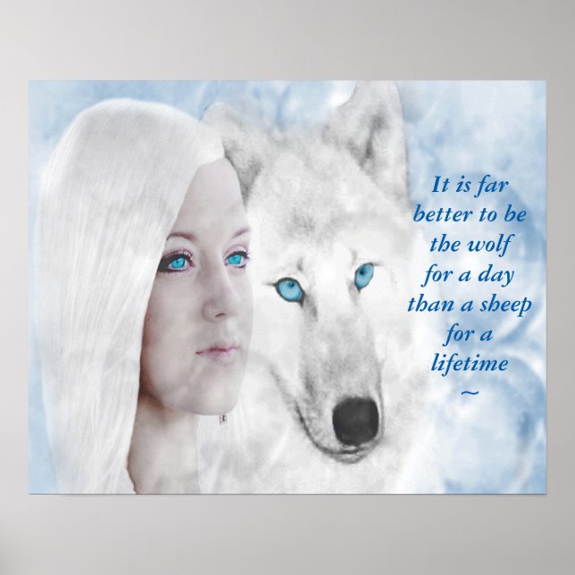 Snow White Wolf Lady Blue Eyes Poster (Front)