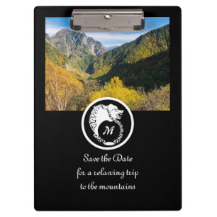 Snow White Wolf Silhouette Laurel Monogram Photo Clipboard