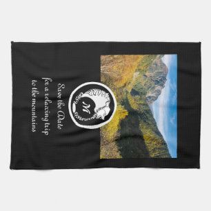 Snow White Wolf Silhouette Laurel Monogram Photo Tea Towel