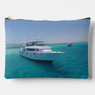 Snow-white yacht near the White Island in Red Sea Accessory Pouch