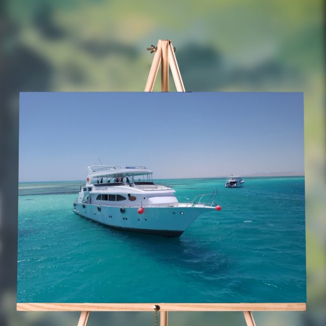Snow-white yacht  near the White Island in Red Sea Acrylic Sign (Neutral)